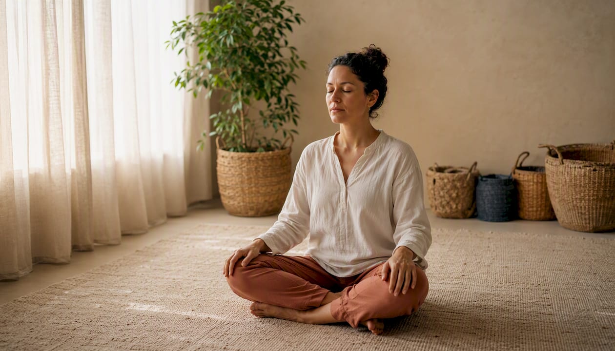 Person vertieft sich in eine Body-Scan-Meditation