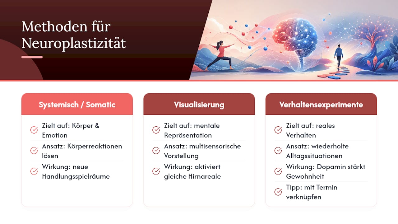 Diagramm zum Vergleich von Coaching-Methoden für Neuroplastizität