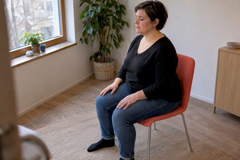 Beim Atmen fühlt die Klientin den Bodenkontakt